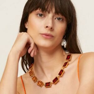 Lizzie Fortunato Fresh Water Pearls Gold Amber/Orange Sienna Collar Necklace